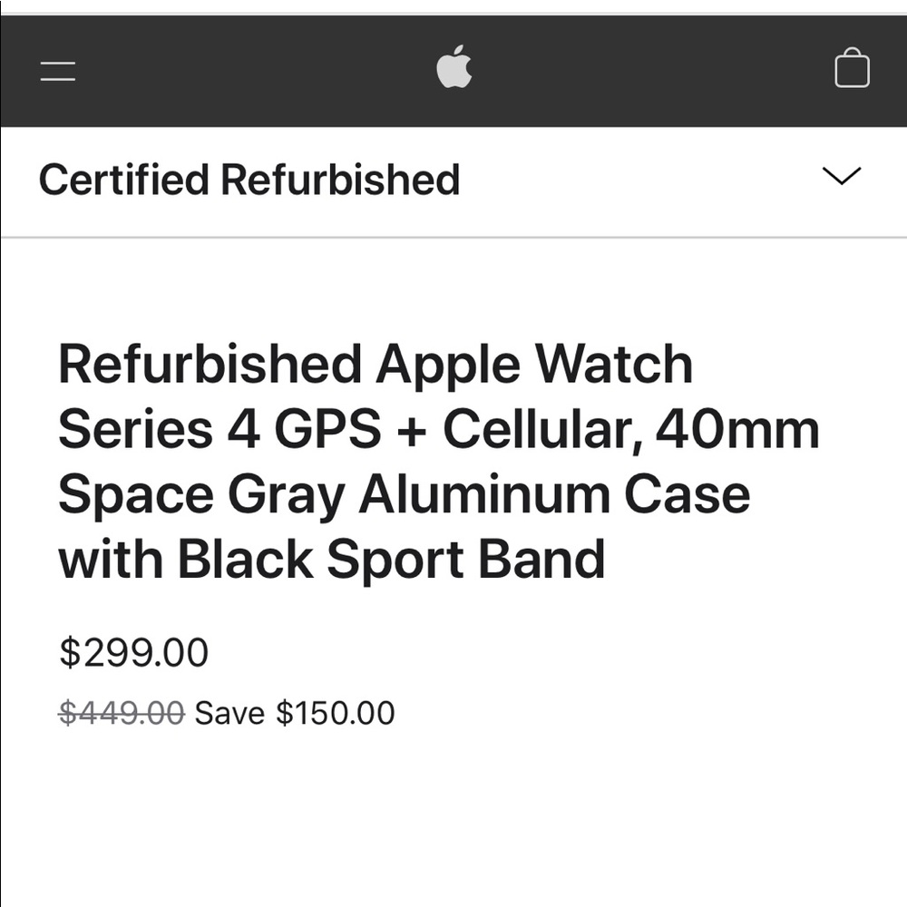 USED LIKE NEW - AppleWatch Series4 GPS +Cell, 40mm Space Gray w Black Sport Band